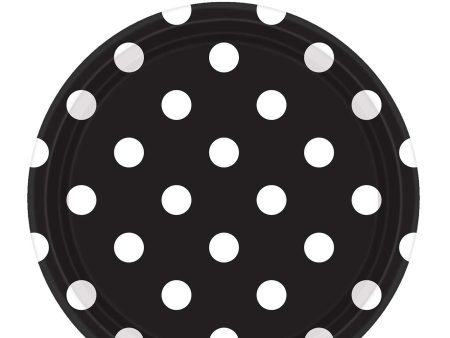 Jet Black Dots Paper Plates 9in, 8pcs on Sale