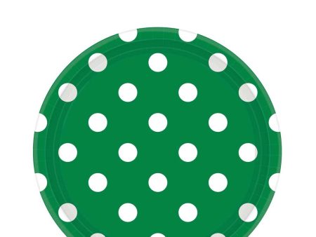 Festive Green Dots Round Party Paper Plates 9in 8pcs Online