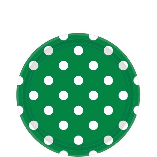 Festive Green Dots Round Party Paper Plates 9in 8pcs Online