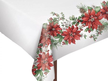 Glorious Poinsettia Table Cover 60in x 84in Online Sale