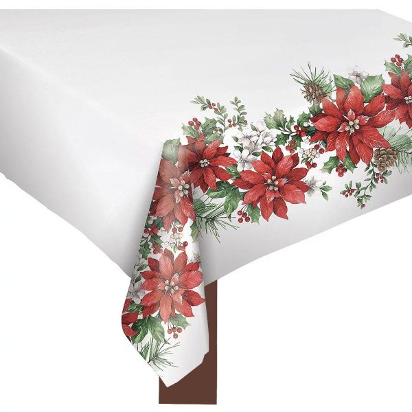 Glorious Poinsettia Table Cover 60in x 84in Online Sale