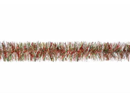 Red Green Silver Tinsel Boa Garland 9ft on Sale