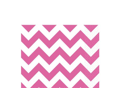 Bright Pink Chevron Beverage Tissues 16pcs Discount