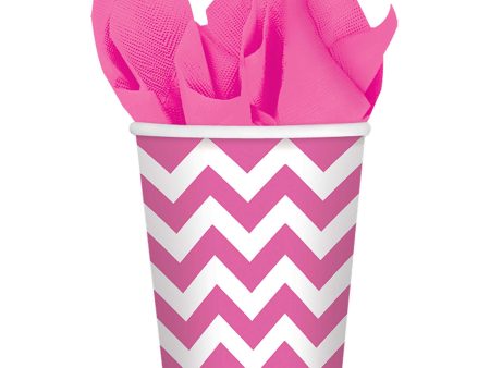 Bright Pink Chevron Paper Cups 9oz 8pcs Online Hot Sale