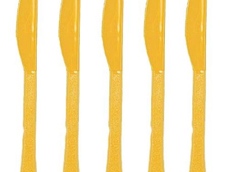 Yellow Sunshine Heavy Weight Plastic Knives, 20pcs Supply