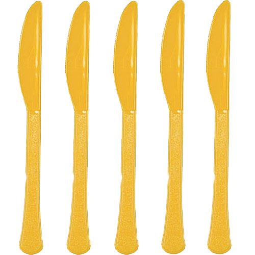 Yellow Sunshine Heavy Weight Plastic Knives, 20pcs Supply