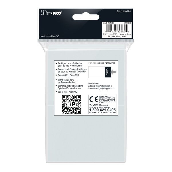 Ultra Pro - PRO-Gloss 100ct Standard Deck Protector® sleeves: Clear Fashion